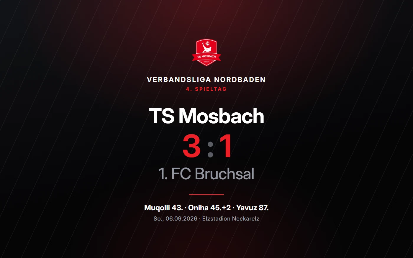 TS Mosbach dreht die Partie und gewinnt 3:1 gegen den 1. FC Bruchsal